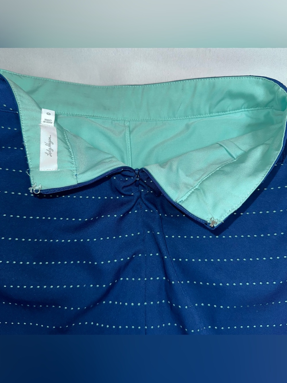 Lady Hagen golf skort navy Blue with green Dot Stripe underlayer size 0 - Picture 5 of 9